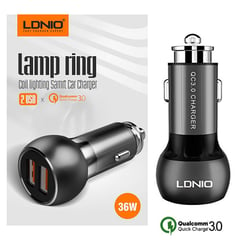 LDNIO - Cargador de auto metal fast charger 36w cable usb-c