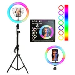 GENERICO - Aro Luz Led 26 CM RGB Colores + Trípode 2.10 M