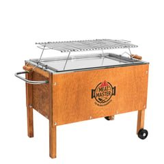 MEAT MASTER - Caja China Master Inoxidable Mediana Con Parrilla De Varillas Inox