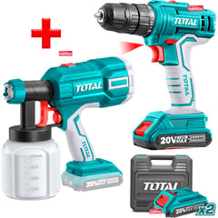 TOTAL TOOLS - COMBO TOTAL 20V PISTOLA DE PINTAR TALADRO ATORNILLADOR INALÁMBRICO