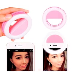 SEISA - Mini Aro Selfie Anillo Luz Led con Batería Recargable - Rosado