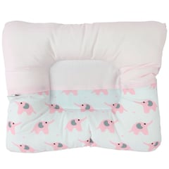 BABY MERINOS - Almohada Bebe anti-cabeza plana - Elefantes - Rosado