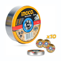 INGCO TOOLS - DISCO CORTE METAL 10PZS 4 1/2" 115MM AMOLADORA CORTADORA - MCD121155