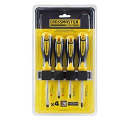 GENERICO - Set de 4 Desarmadores (*/-) Imantados Crossmaster 9940992 - Amarillo
