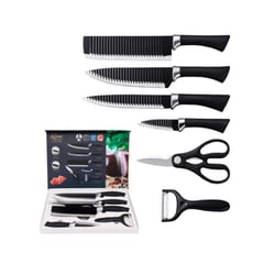 GENERICO - Set de Cuchillos de Cocina 6 piezas Acero Inoxidable Negro