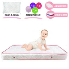 LIFESTYLES - Colchón de Bebe para Cunas pack and play de 4 Rosado