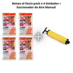 GENERICO - Bolsas Al Vacío + Succionador Manual Multicolor 4 Unidades