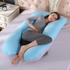 GENERICO - Almohada Multi Postural Embarazo Lactancia Celeste con Gris