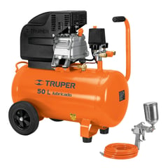 TRUPER - KIT Compresora de Aire 50 Litros 3.5 HP manguera 5m Pistola para pinta