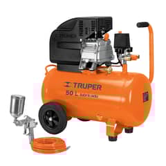 TRUPER - Combo Compresora de aire 50 Litros Manguera y Pistola pintar