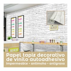 GENERICO - Papel tapiz decorativo autoadhesivo ladrillo blanco - ROLLO 10m x 45cm