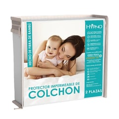 HYPNO HOME - Protector de Colchón Impermeable 2 Plz Amoldable de Bambú - Blanco