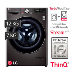 LG - Lavaseca Carga Frontal 12Kg7Kg WD12BVC2S6C Negro