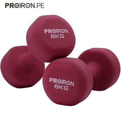 PROIRON - Par de mancuernas de neopreno de 8kg - vinotinto