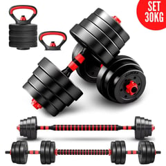 XTREME SPORT - Mancuernas Set de 30 Kg Convertibles + Barra + Asas