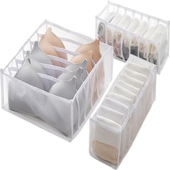 ELMEJORPRECIO - Juego de 3 Organizadores De Ropa Interior Plegable Blanco