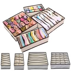ELMEJORPRECIO - Set De 4 Organizadores De Ropa Interior Plegable Beige