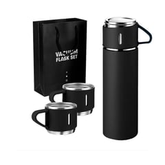 GENERICO - Set de 4 Pz Termo de Acero Inoxidable 500 ml Taza Negro