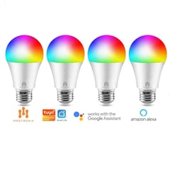 MADTRONIX - Foco Inteligente E27 WIFI RGB Smart LED  Pack x 4