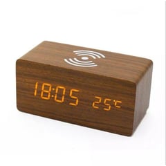 GENERICO - Reloj Despertador de madera + Temperatura 3 en 1 para Habitacion
