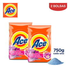 ACE - Detergente en polvo 750gr pétalos florales.Pack 2 bolsas