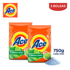 ACE - Detergente en polvo 750gr limón. Pack 2 bolsas