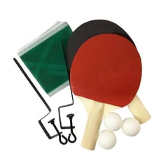 GENERICO - Set de 2 Raquetas Paletas Pelotas Ping Pong Estuche MALLA