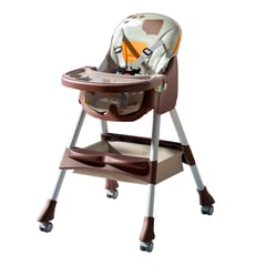 BUYPAL - Silla de Comer Bebe Rodante Multifuncional Marron