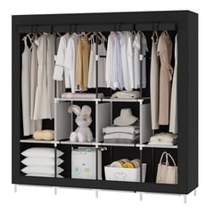 GENERICO - Ropero Organizador Armario Closet Armable 4 Cuerpos 1.70 x 1.70 Negro