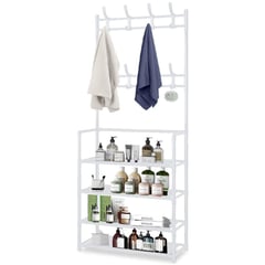 MINARI - Estante Organizador de Baño Accesorios Toallas 4 Niveles con Ganchos BL 60CU