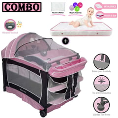 BABY KITS - Cuna Corral Verona Rosado Colchón 4 " Rosado