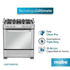 MABE - Cocina de piso a gas 76 cm Inox - CMP7640FX0