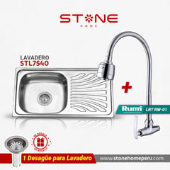 STONE - COMBO DE LAVADERO DE ACERO PRIME STL7540 + VLT-R-02 RUMI