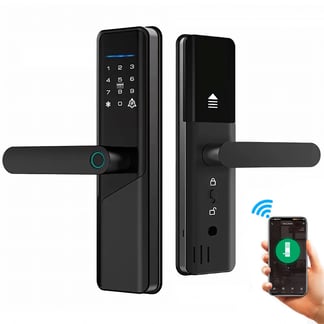 GENERICO - Cerradura Inteligente Chapa Smart Biometrica Digital Wifi Negro X12