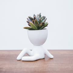 GENERICO - Maceta de Cerámica Figura Blanco Mate 12 x 10 cm.