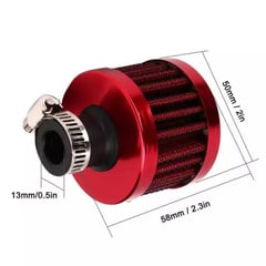 GENERICO - MINI FILTRO DE AIRE UNIVERSAL ROJO 12CM