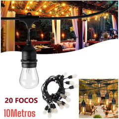 GENERICO - Guirnalda 20 Bombillas 10 metros LED Vintage Jardin Fiestas