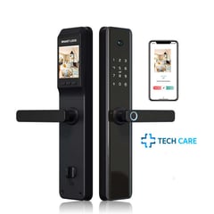 TECH CARE - Cerradura Smart Grande con Cámara Huella Clave Tarjeta App y Llave