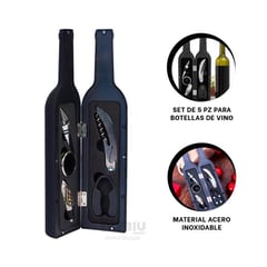 GENERICO - SET DE ACCESORIOS PARA VINO 5 EN 1 ESTUCHE BOTELLA