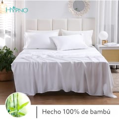 HYPNO HOME - Set De Sábanas 100% De Bambú 2 Plz - Blanco