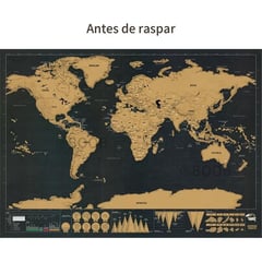 DENISASAA - Poster Mapa Mundial Laminado Para Rascar Cartografia Viajero-Negro