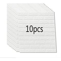 OEM - Pack x 10 Pcs Papel Tapiz Autoadhesivo Decoración 3D Ladrillo Blanco