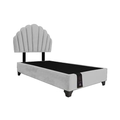 BARAKA HOME - Dormitorio Afrodita + Cabecera patas ajustables 1.5 plz - Gris Claro