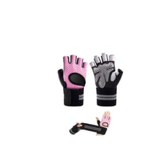 GENERICO - Guantes Deportivo para Pesas con Muñequera Talla S Rosado