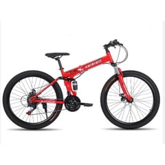 OEM - Bicicleta Montañera Plegable Roja Ruedas de Radios