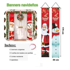 GENERICO - Set 2 Banner Navideños Colgantes Pancartas Decoración