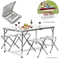 GENERICO - Mesa plegable para picnic camping portátil con 4 sillas