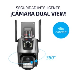 TRENDY TECH E I R L - Cámara de seguridad 6MP Wifi Doble Lente 360 PTZ Alarma Sensor de movimiento AI