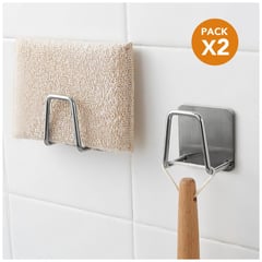 KELLER - Pack X2 Gancho Organizador Soporte Adhesivo de Baño G48