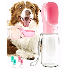 GENERICO - BEBEDERO PORTATIL PARA MASCOTA - ROSA 550ML